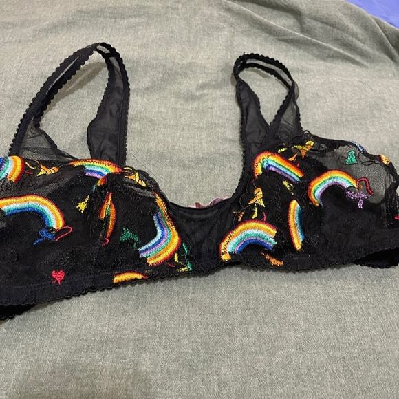 Savage X Pride Rainbow Embroidered Bralette Size S - Picture 4 of 6